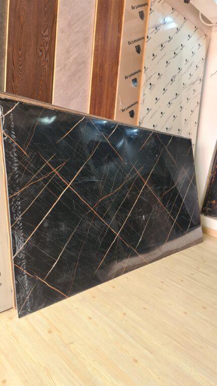 High-Gloss Black  Marble Sheets - Modern & Waterproof | Homemart NG